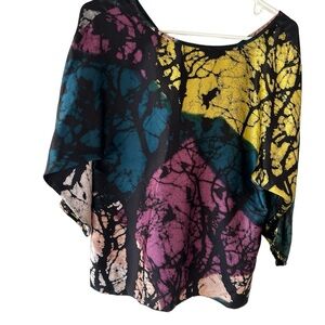 Tibi abstract watercolor, silk blouse